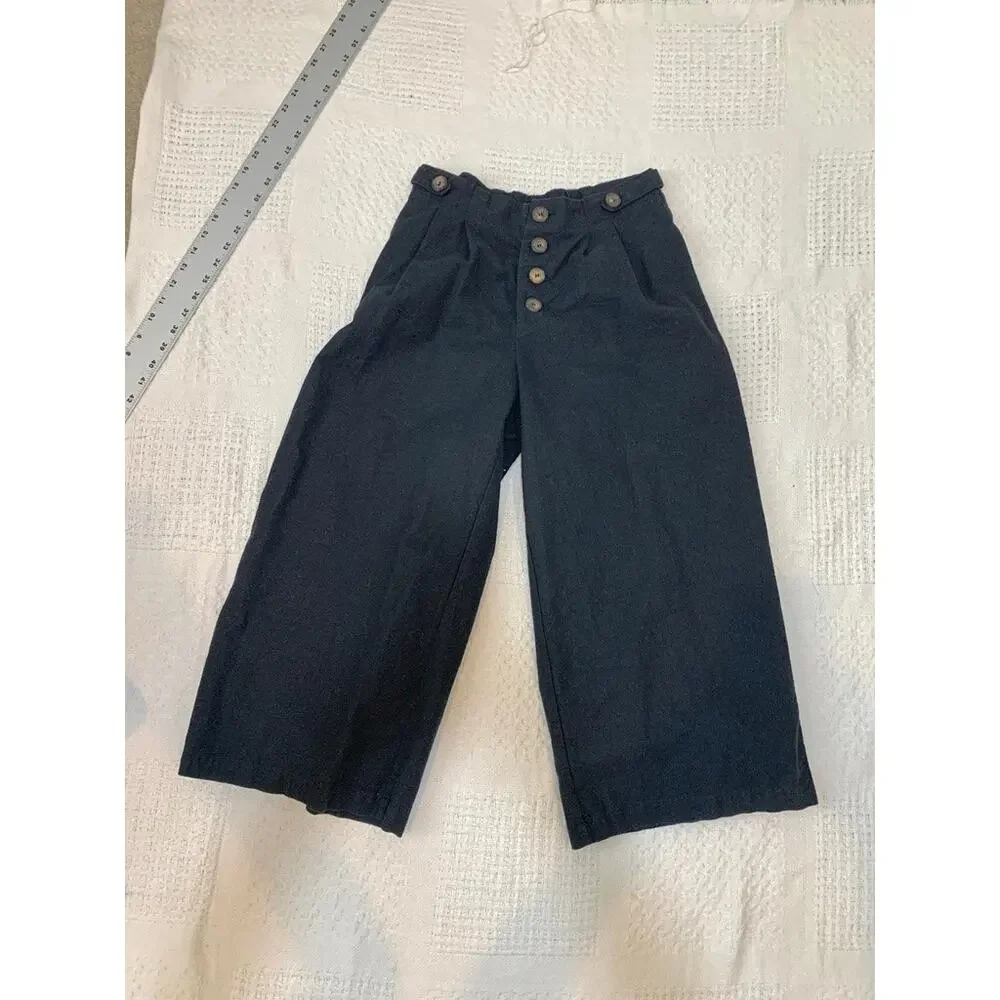 Greylin small Nana pleated linen cropped wide leg culottes P2 3401